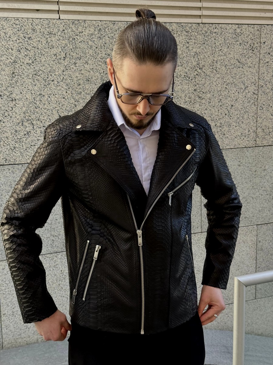 Dragon scales python leather jacket