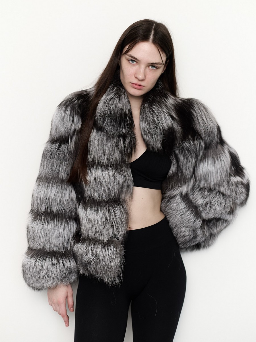 Silver fox fur coat the short version