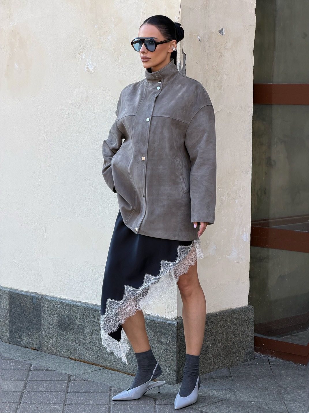 graydown suede jacket